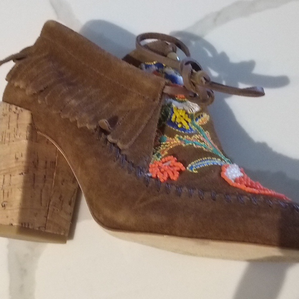 New Fringe Bootie Sz 5 Without Box Bohemian Vibe Colorful - Picture 12 of 15